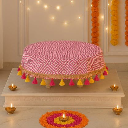 Pooja Aasan Cloth for Temple Idol| Designer Puja Chowki Tassel Mat