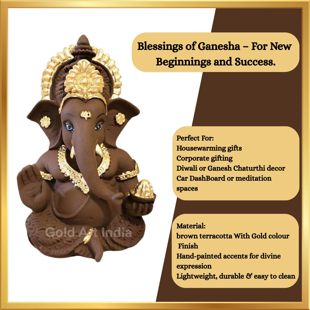 Gold Art India Brown Terracotta Idol for Ganesh Idol