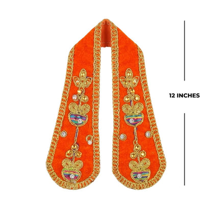 Premium Orange Ganpati Shela for Idol  Velvet Ganesha Dupatta