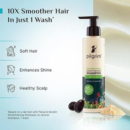 Pilgrim Patua & Keratin Hair SMOOTHENING SHAMPOO for Dry & Frizzy hair