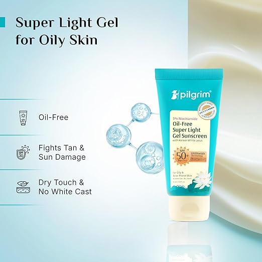 Pilgrim 5% Niacinamide Oil-Free Super Light Gel Sunscreen SPF 50 PA++++