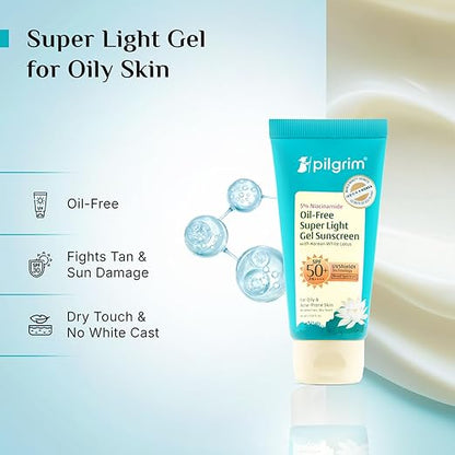 Pilgrim 5% Niacinamide Oil-Free Super Light Gel Sunscreen SPF 50 PA++++