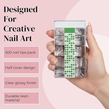 Colors-Queen-SHILLS-PROFESSIONAL-500-Pcs-Artificial-French-Cut-Nail-Tips-Box-Clear