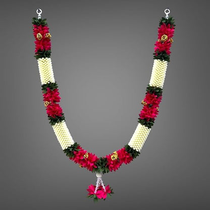 SHRI MATAJI Store Artificial Mala for God Photo Frame (White and Pink)