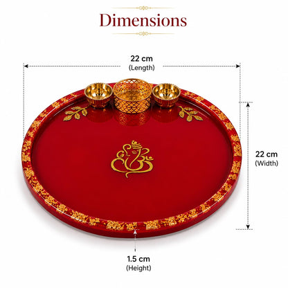 Handcrafted Resin Puja Thali with Golden Ganpati