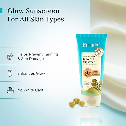 Pilgrim 2% Niacinamide Glow Sunscreen SPF 50 ++++ with Spanish Squalane