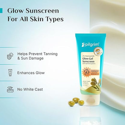 Pilgrim 2% Niacinamide Glow Sunscreen SPF 50 ++++ with Spanish Squalane