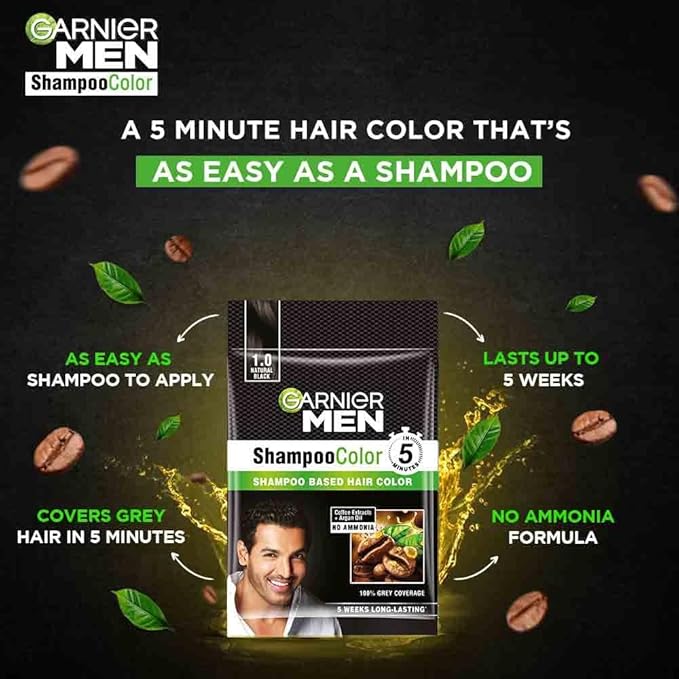 Garnier Men Shade 1 Shampoo Color-Natural Black|20ml - PUSHMYCART