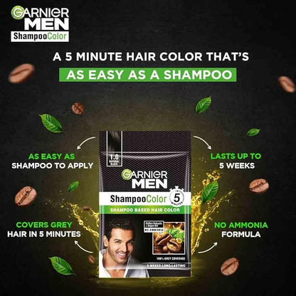 Garnier Men Shade 1 Shampoo Color-Natural Black|20ml - PUSHMYCART