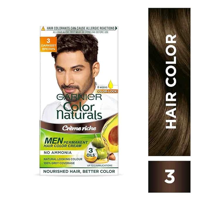 Garnier Color Naturals Creme Riche Men Hair Color - Shade 3 Darkest Brown - PUSHMYCART