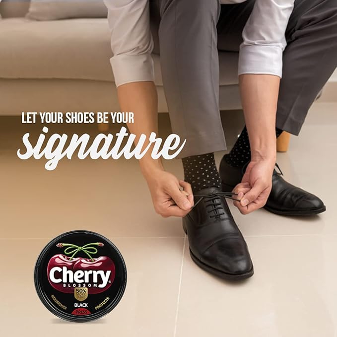 Cherry Blossom Wax Shoe Polish Black