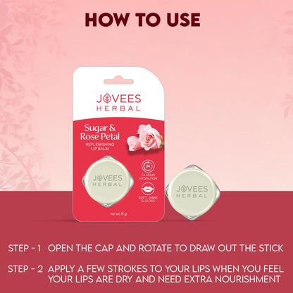 Jovees Sugar & Rose Petal Replenishing Lip Balm