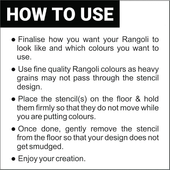 Millionminds Diwali Rangoli Stencil Set 6 Pieces with Om Lotus Diya Swastik Laxmi Charan Ganesha Designs
