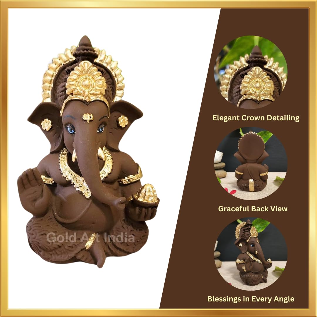 Gold Art India Brown Terracotta Idol for Ganesh Idol