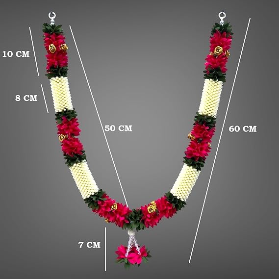 SHRI MATAJI Store Artificial Mala for God Photo Frame (White and Pink)