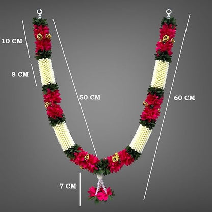 SHRI MATAJI Store Artificial Mala for God Photo Frame (White and Pink)