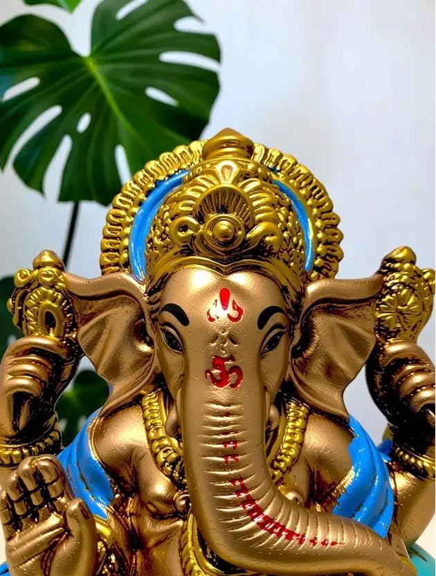 Lord Ganesha Idol for Home & Temple | Premium Golden & Multicolor Ganesh Ji Murti