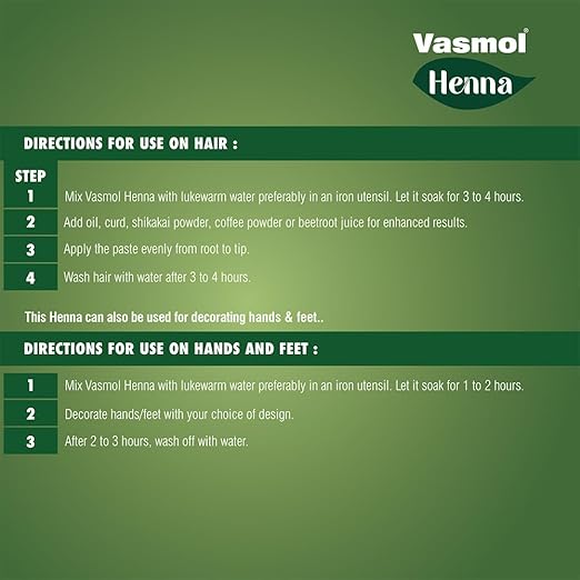 Vasmol Pure Henna Powder 