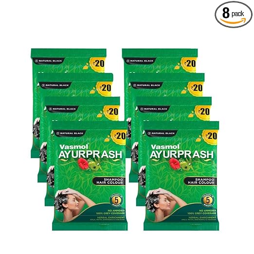 VASMOL AYURPRASH SHAMPOO HAIR COLOR-Natural Black
