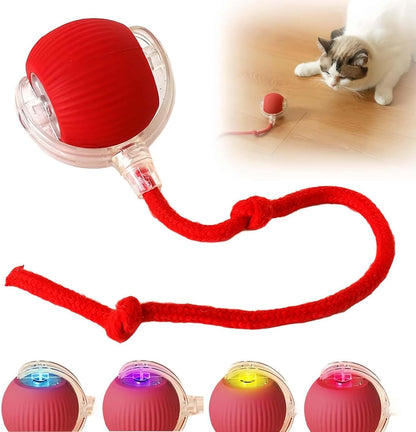 Shanya Smart Rolling Ball Pet Toy with Rope (Red)