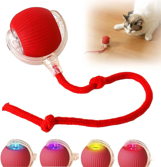 Shanya Smart Rolling Ball Pet Toy with Rope (Red)