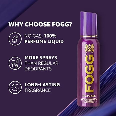 Fogg Paradise No Gas Deodorant for Women, Long-Lasting Perfume Body Spray