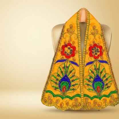 Premium Yellow Ganpati Shela Ganesha Vastra with Peacock Embroidery