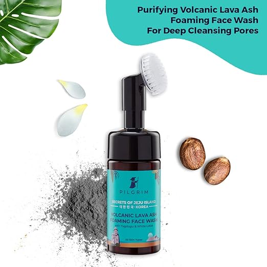 Pilgrim Korean Volcanic Lava Ash Foaming Face Wash with Yugdugu & White Lotus