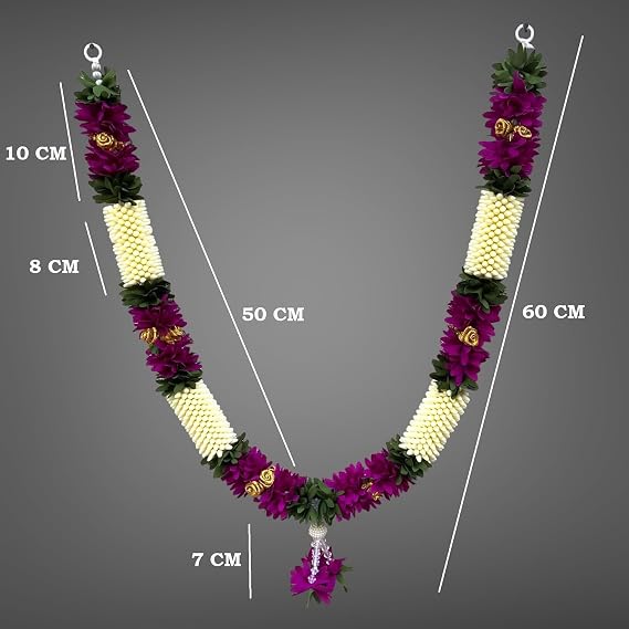 SHRI MATAJI Store Artificial Mala for God Photo Frame (Radish and White)