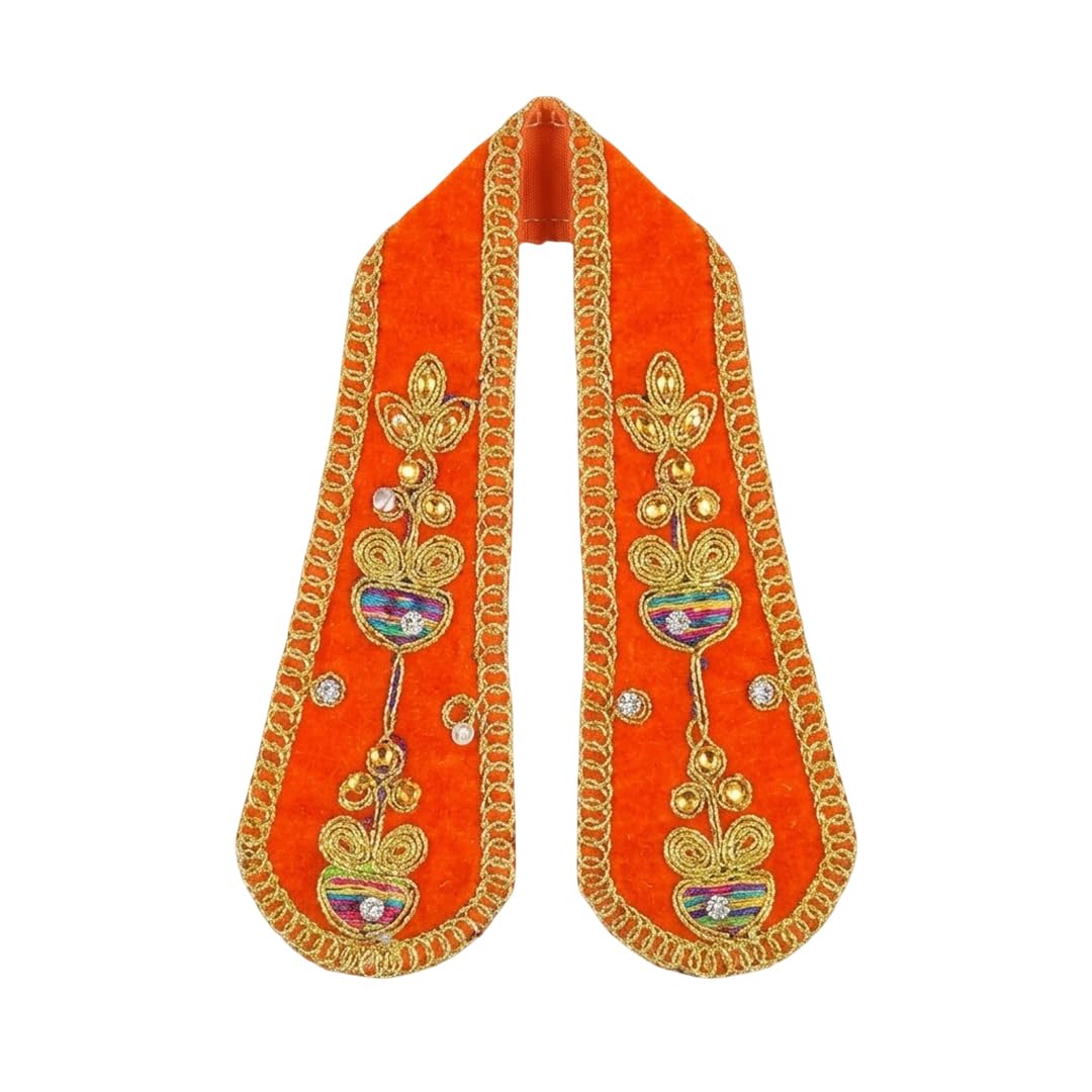 Premium Orange Ganpati Shela for Idol  Velvet Ganesha Dupatta