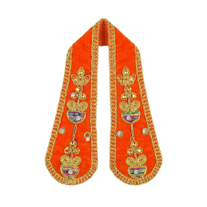 Premium Orange Ganpati Shela for Idol  Velvet Ganesha Dupatta