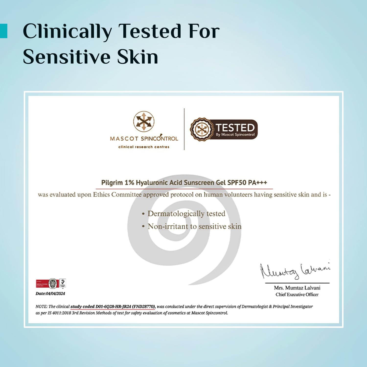 Pilgrim 1% Hyaluronic Acid Aqua Gel Sunscreen SPF 50+ PA++++