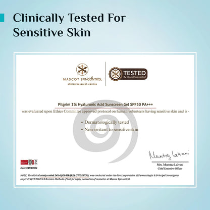 Pilgrim 1% Hyaluronic Acid Aqua Gel Sunscreen SPF 50+ PA++++