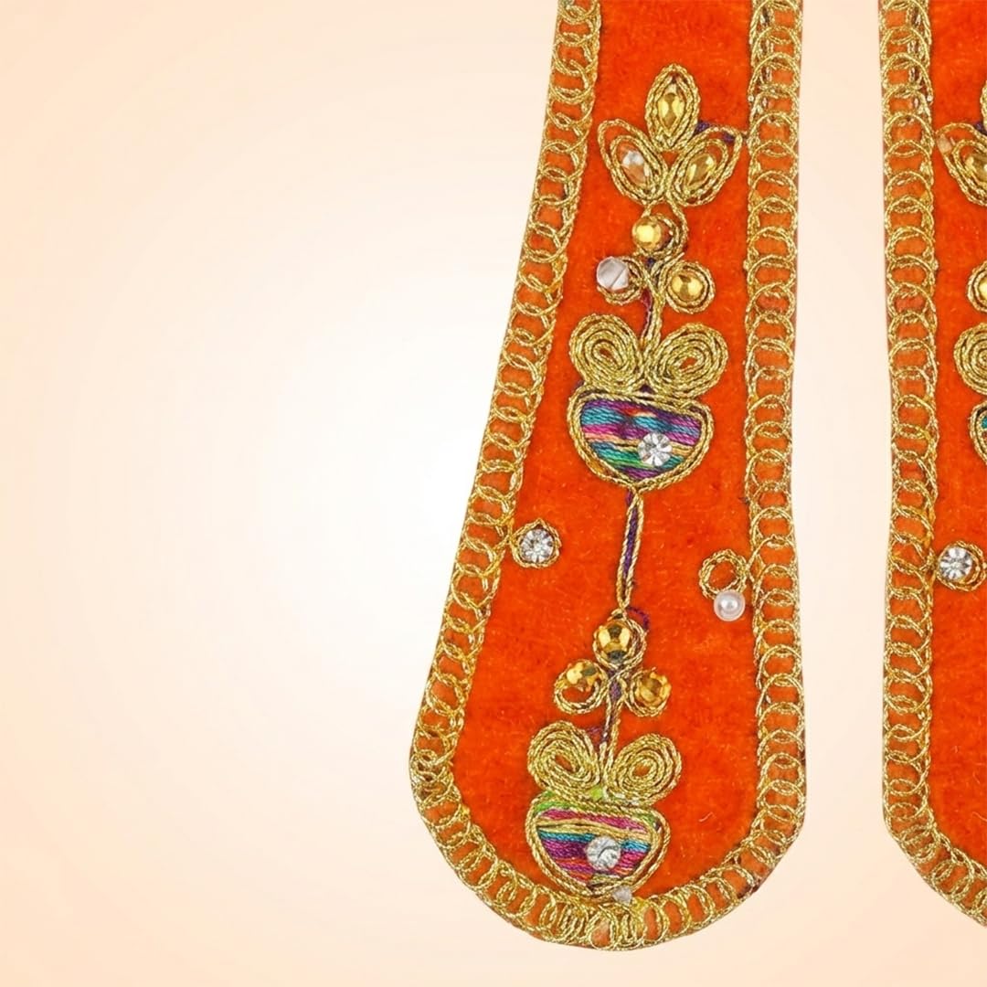 Premium Orange Ganpati Shela for Idol  Velvet Ganesha Dupatta