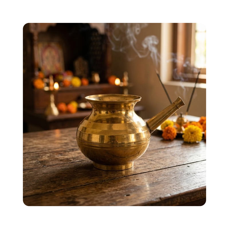 Mahita Collections Brass Karwa Chauth Lota Traditional Pital Kalash 277g