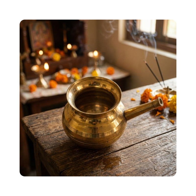 Mahita Collections Brass Karwa Chauth Lota Traditional Pital Kalash 277g