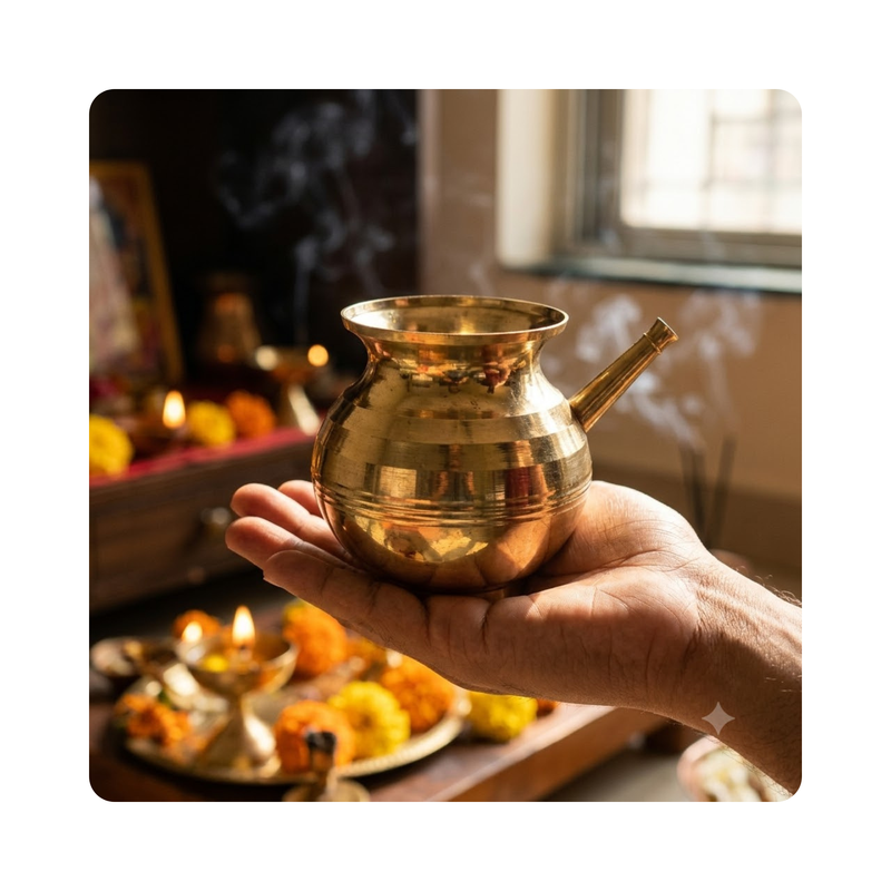 Mahita Collections Brass Karwa Chauth Lota Traditional Pital Kalash 277g