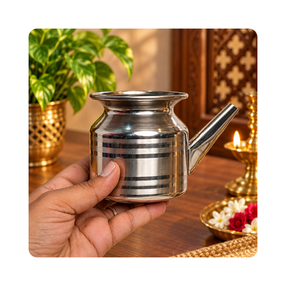 Mahita Collections Stainless Steel Karwa Chauth Kalash for Pooja 139g