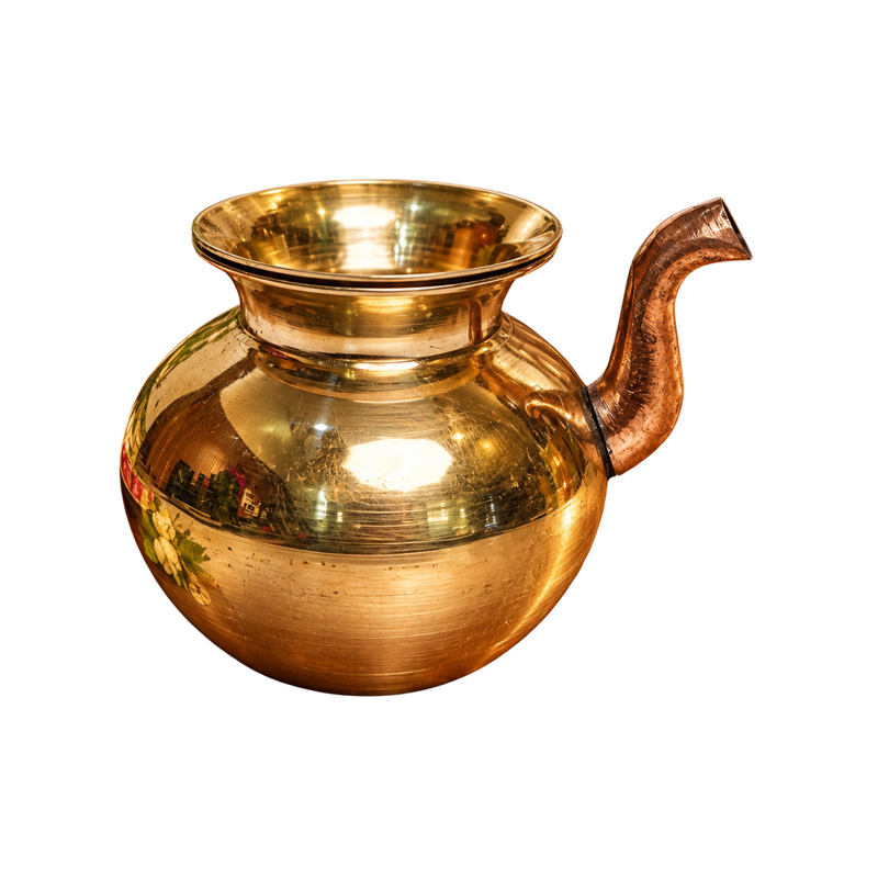 Mahita Collections Kansa Abhishek Lota Vessel with Spout and Lid