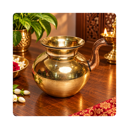 Mahita Collections Kansa Abhishek Lota Vessel with Spout and Lid