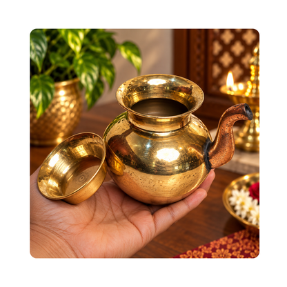 Mahita Collections Kansa Abhishek Lota Vessel with Spout and Lid