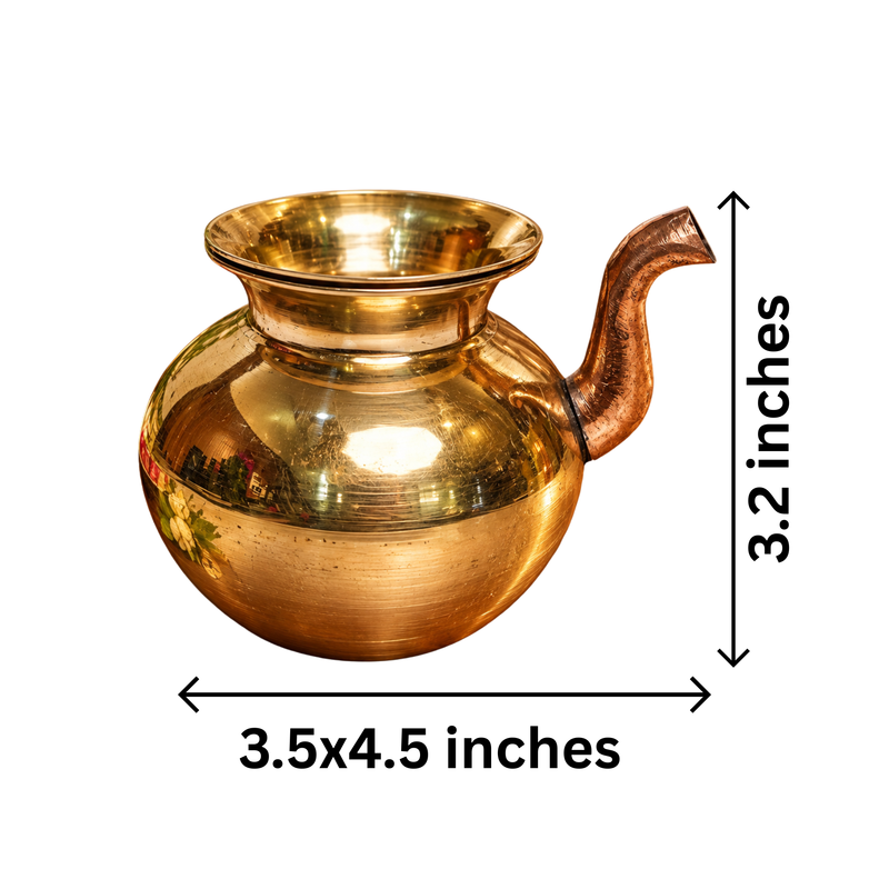 Mahita Collections Kansa Abhishek Lota Vessel with Spout and Lid