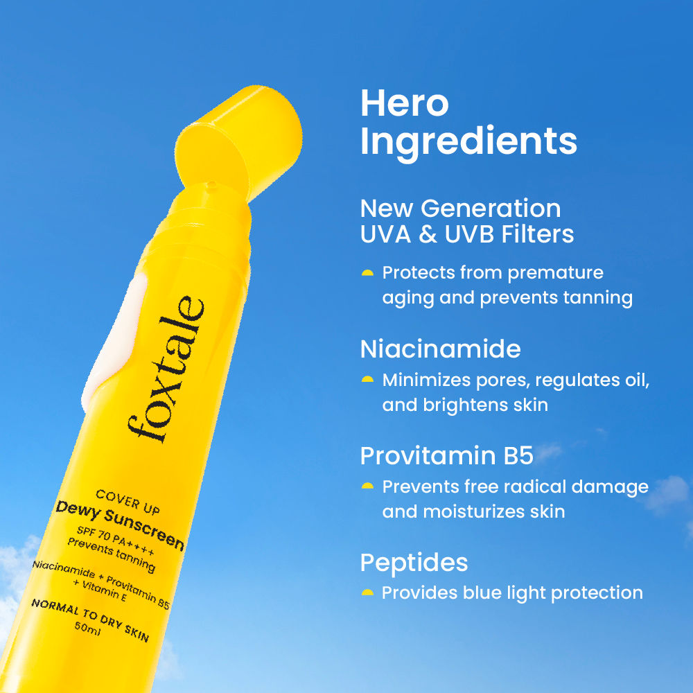 Foxtale Dewy Sunscreen SPF 70 PA++++ with Niacinamide – 50 ml