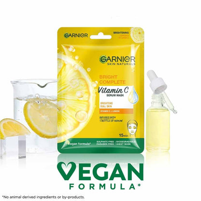 Garnier Bright Complete Vitamin C Serum Sheet Mask - PUSHMYCART