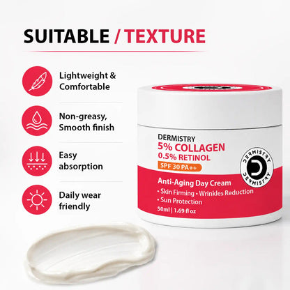 Dermistry Anti-Ageing Retinol Collagen Day Face Cream for Skin