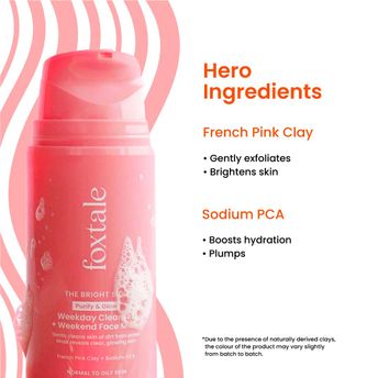 Foxtale Purify & Glow Cleanser + Mask With French Pink Clay & Sodium