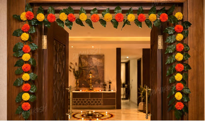 Divyakosh Mango Leaf Vine/Creeper with Marigold Flowers