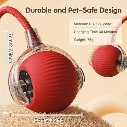 Shanya Smart Rolling Ball Pet Toy with Rope (Red)