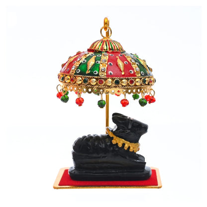 Metal Umbrella Chhatra With Hanging Crystals For Action God Idol Murti (M 111)