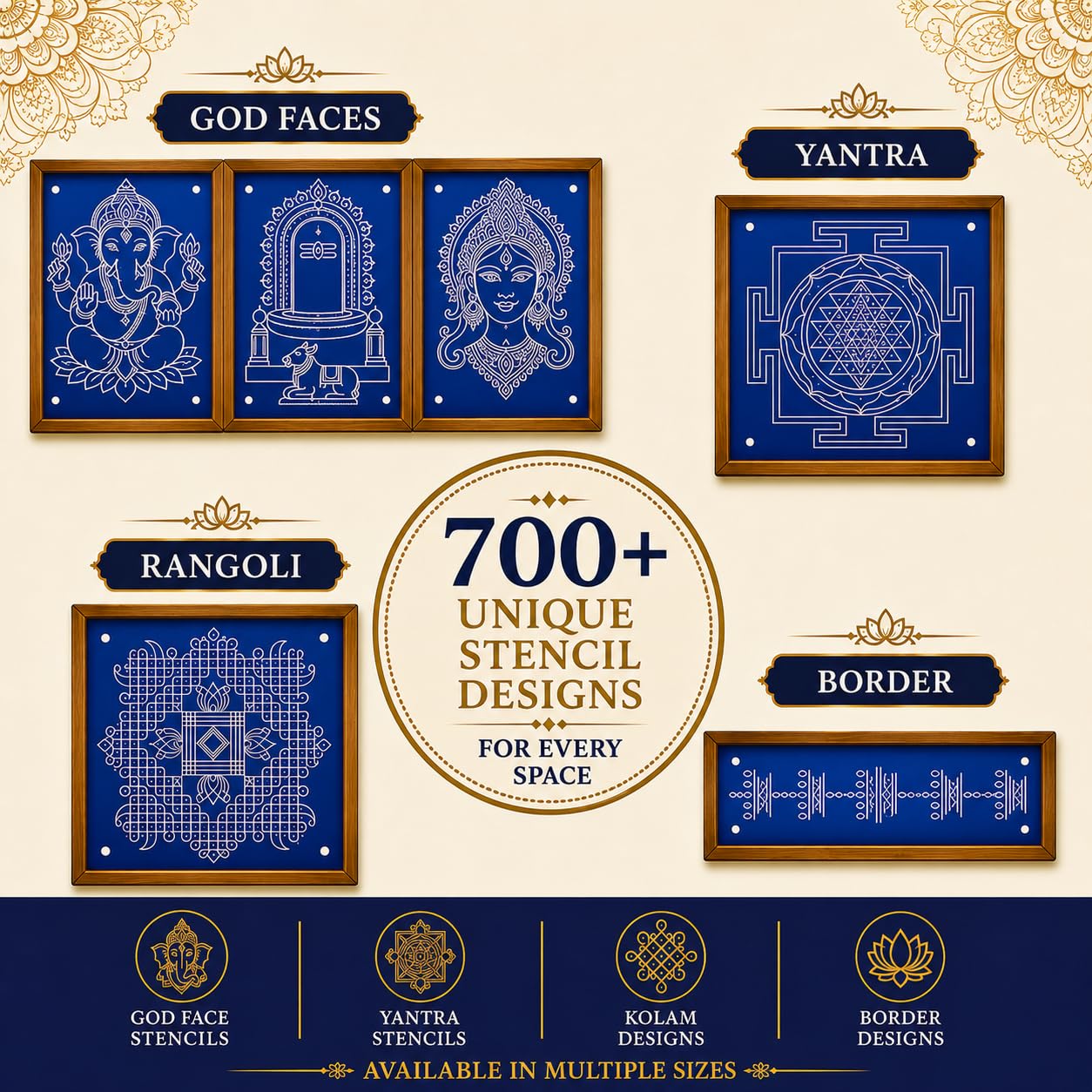 Rangly Trisulabija Mandalam Yantra | Wooden Stencil
